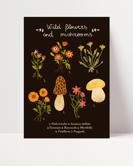 Wild Flowers and Mushrooms (nero), di Carlotta Zanettini