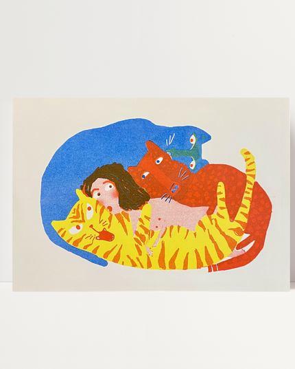 Orgia felina, di Goga Mason - Stampa risograph con realtà aumentata