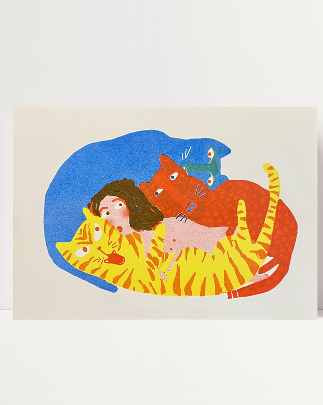 Orgia felina, di Goga Mason - Stampa risograph con realtà aumentata