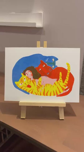 Orgia felina, di Goga Mason - Stampa risograph con realtà aumentata